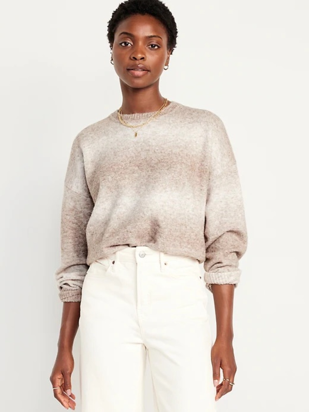 Old Navy Beige Oversized Fit Crew Neck Sweater Women’s Size Medium NWT